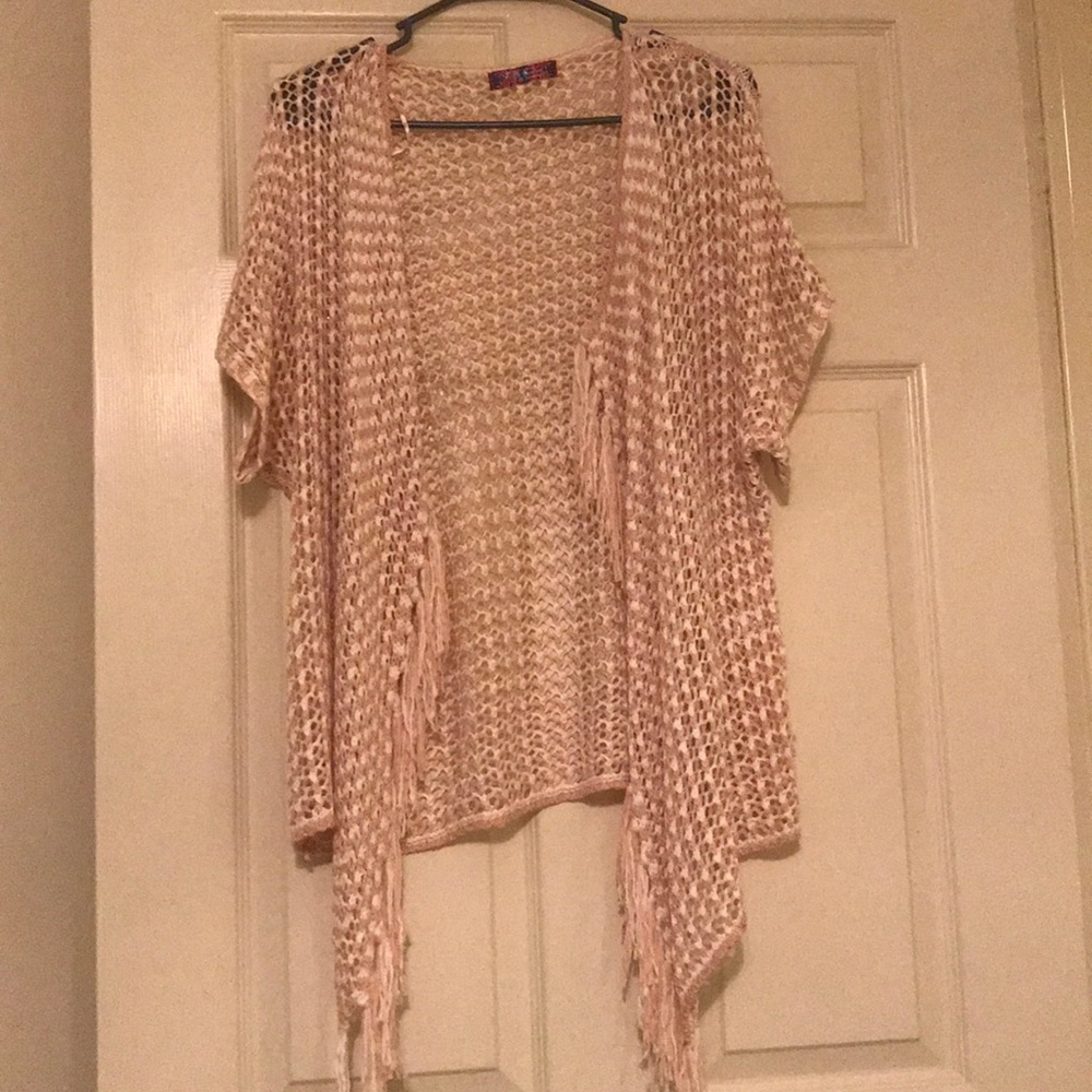 Knit short sleeve cardigan